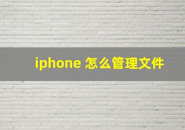 iphone 怎么管理文件